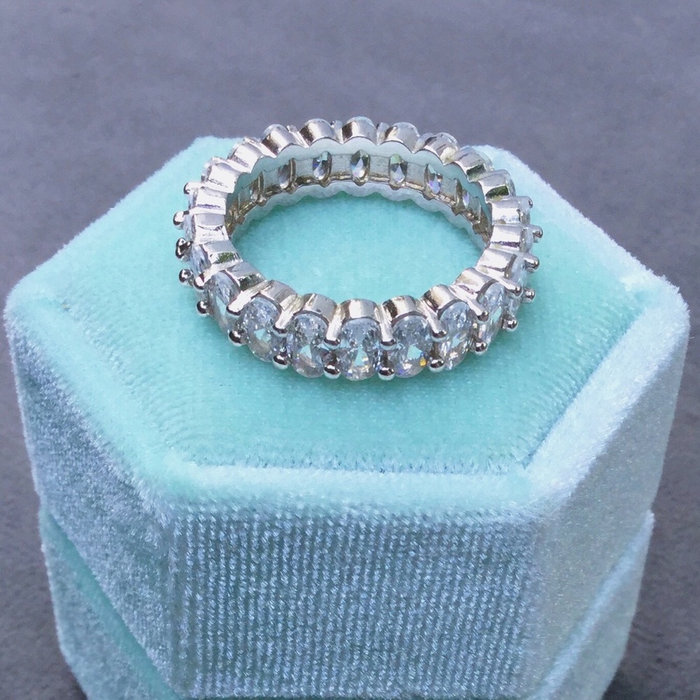 Silver Oval Cut CZ Stackable Eternity Ring